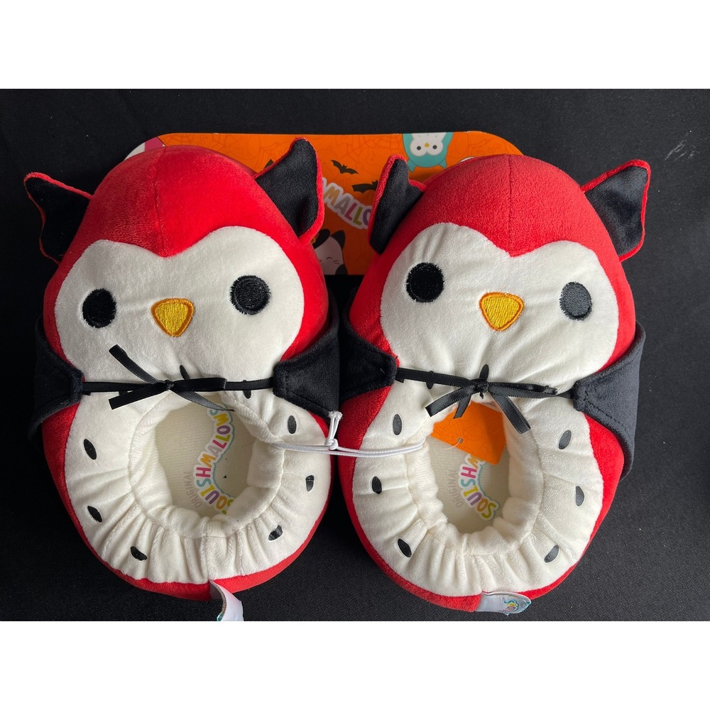 Squishmallows Hoot Owl Bat Halloween Slippers Red Red Kids 2/3 Womens 4/5 NEW